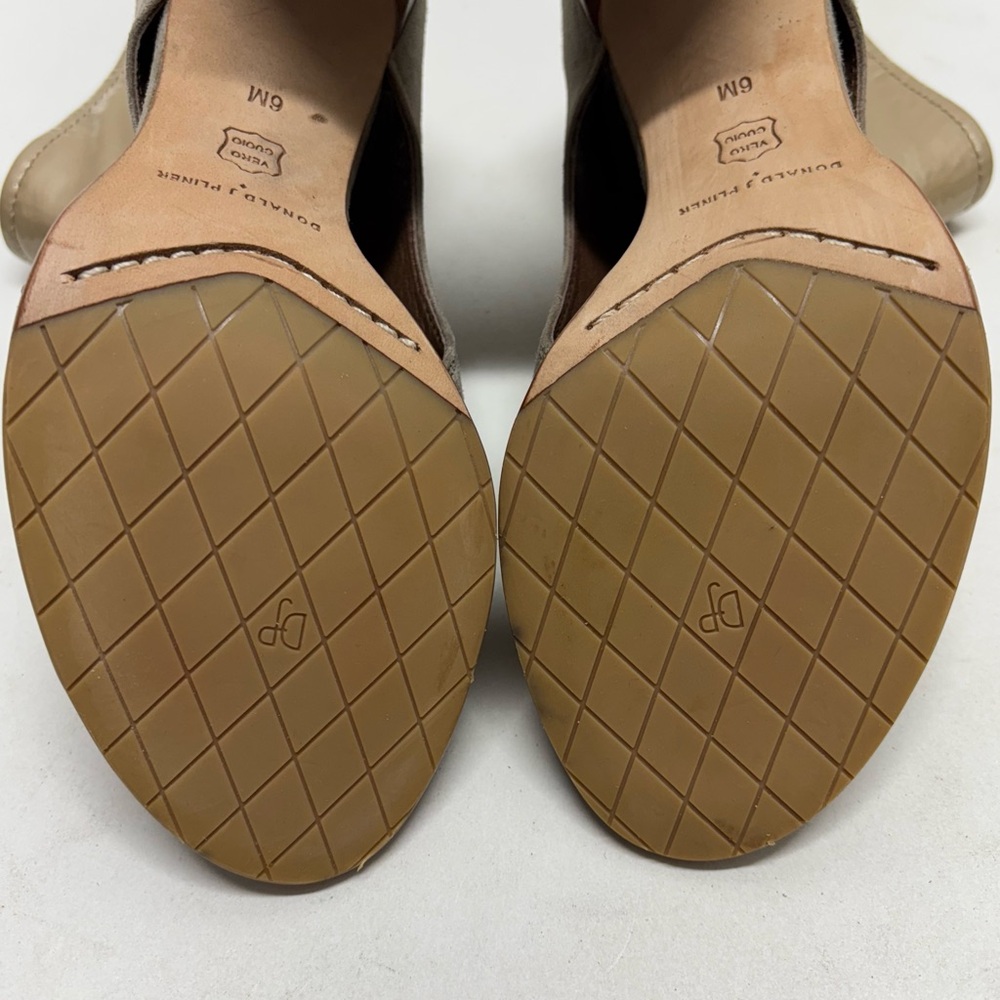Donald J Pliner Suede Open Toe Heeled Ankle Boot Shoes Back Zip Beige Tan Size 6 - Picture 11 of 16